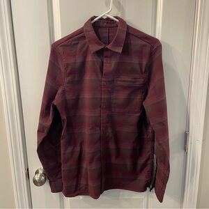 lululemon athletica Burgundy Plaid Flannel Casual Button Down Shirt Men’s Small